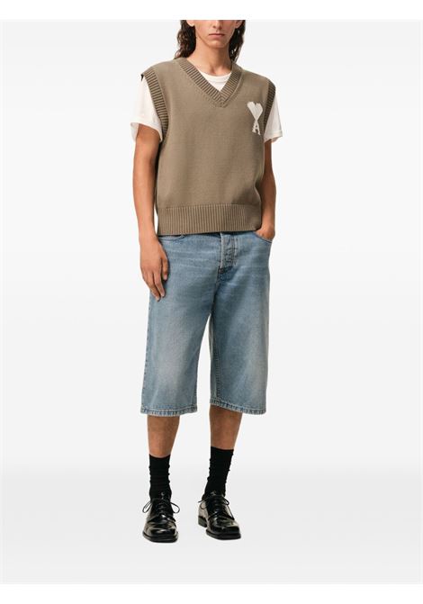 sdc sleeveless sweater uomo taupe AMI PARIS | UKS860.KN0156A117